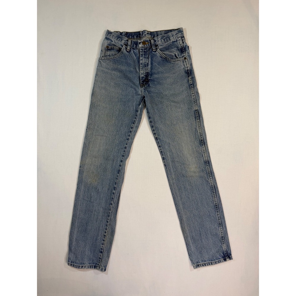Wrangler High Waisted Straight Leg Jeans Light Wash Denim 29x32 Vintage Style